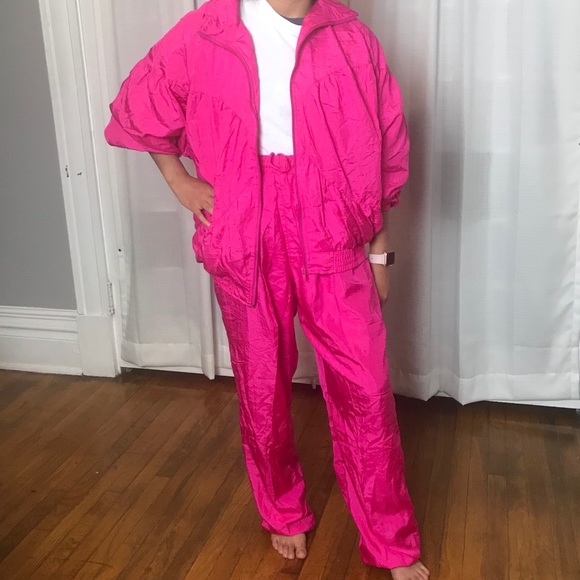 Pink Tracksuit Windbreaker Jacket Pants 